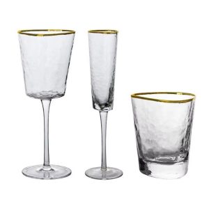 Transparent glasses with gold rim