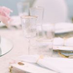 Transparent glasses with gold rim