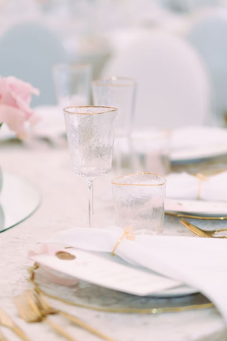 Transparent glasses with gold rim