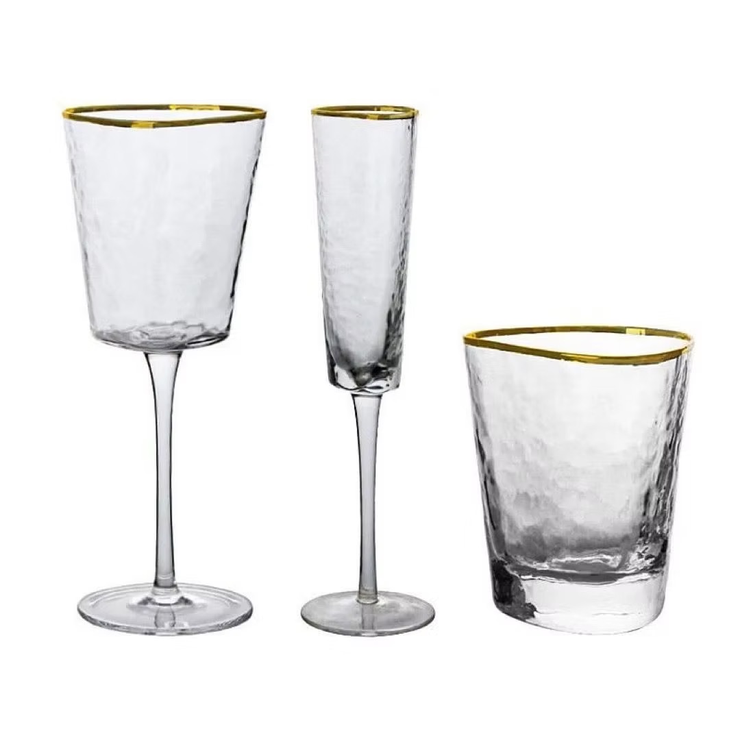Transparent glasses with gold rim