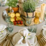 Green glasses with gold rim