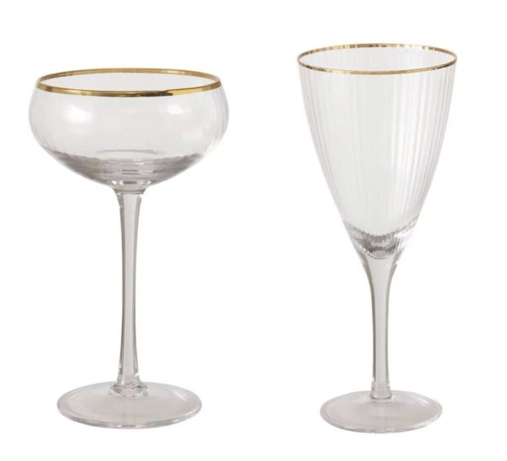 Transparent glasses with gold rim