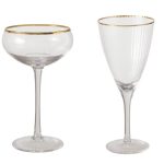 Transparent glasses with gold rim