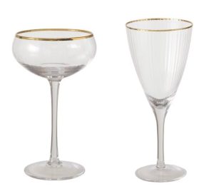 Transparent glasses with gold rim