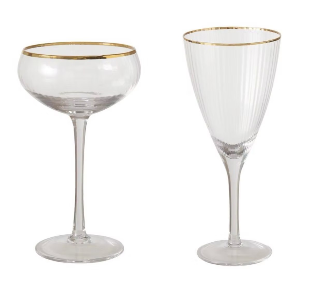 Transparent glasses with gold rim