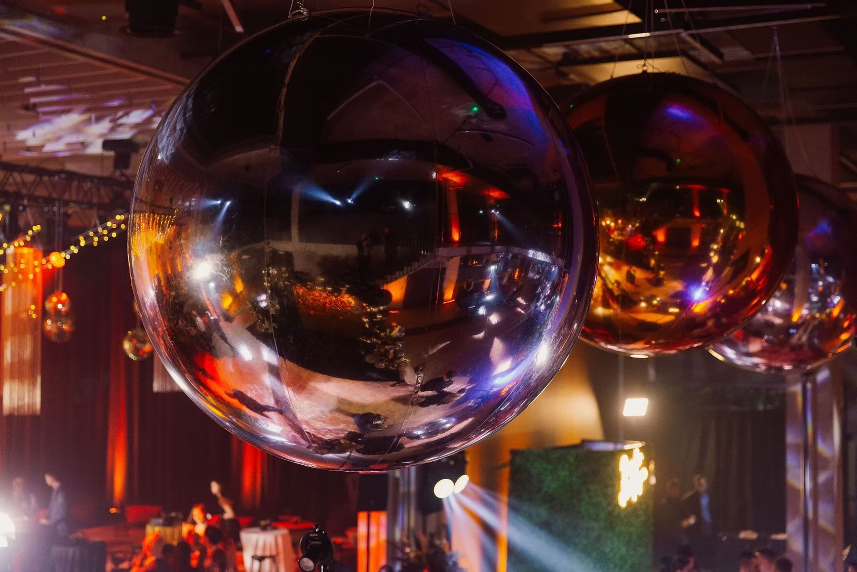 Silver inflatable balloons