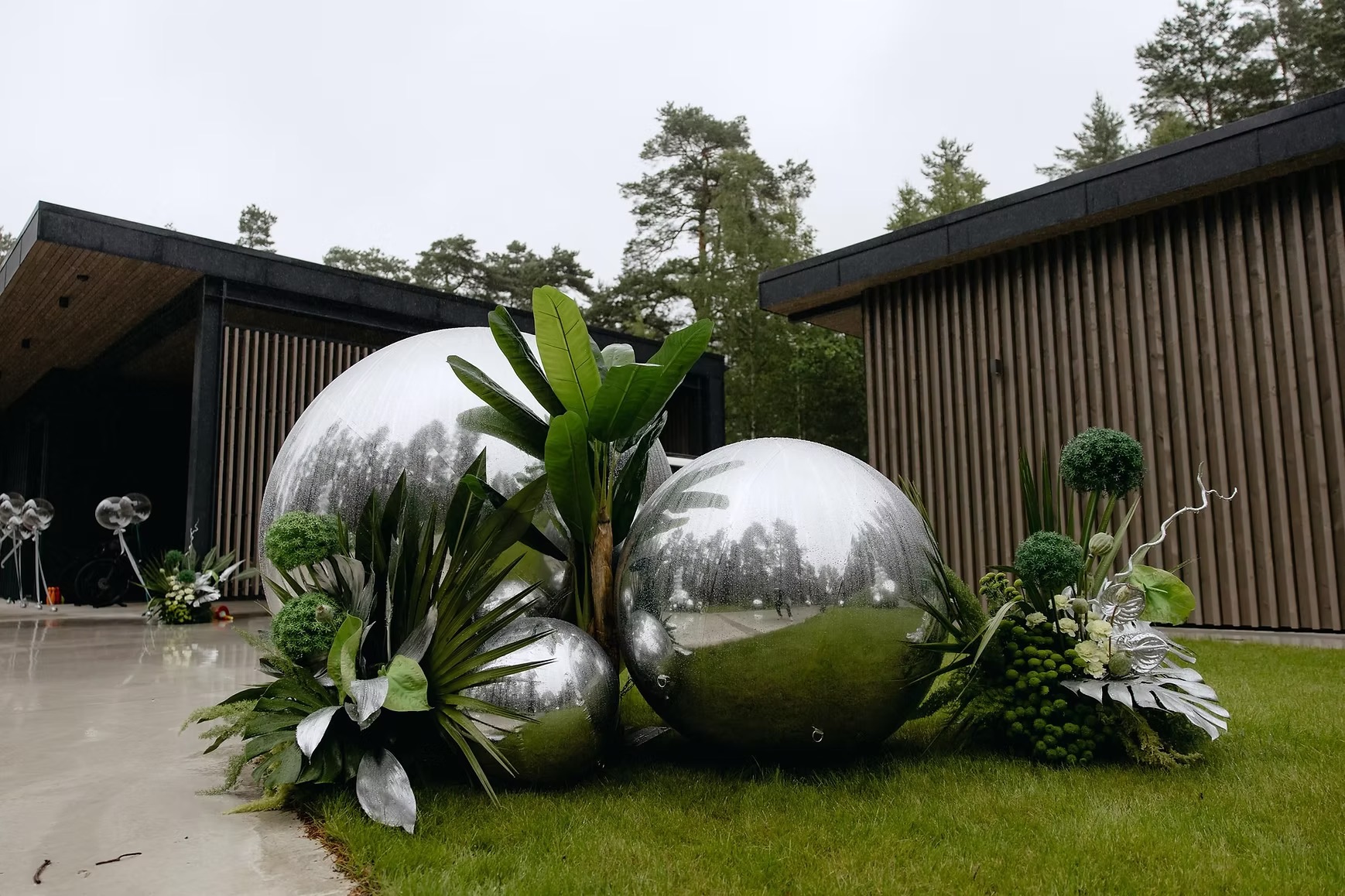 Silver inflatable balloons