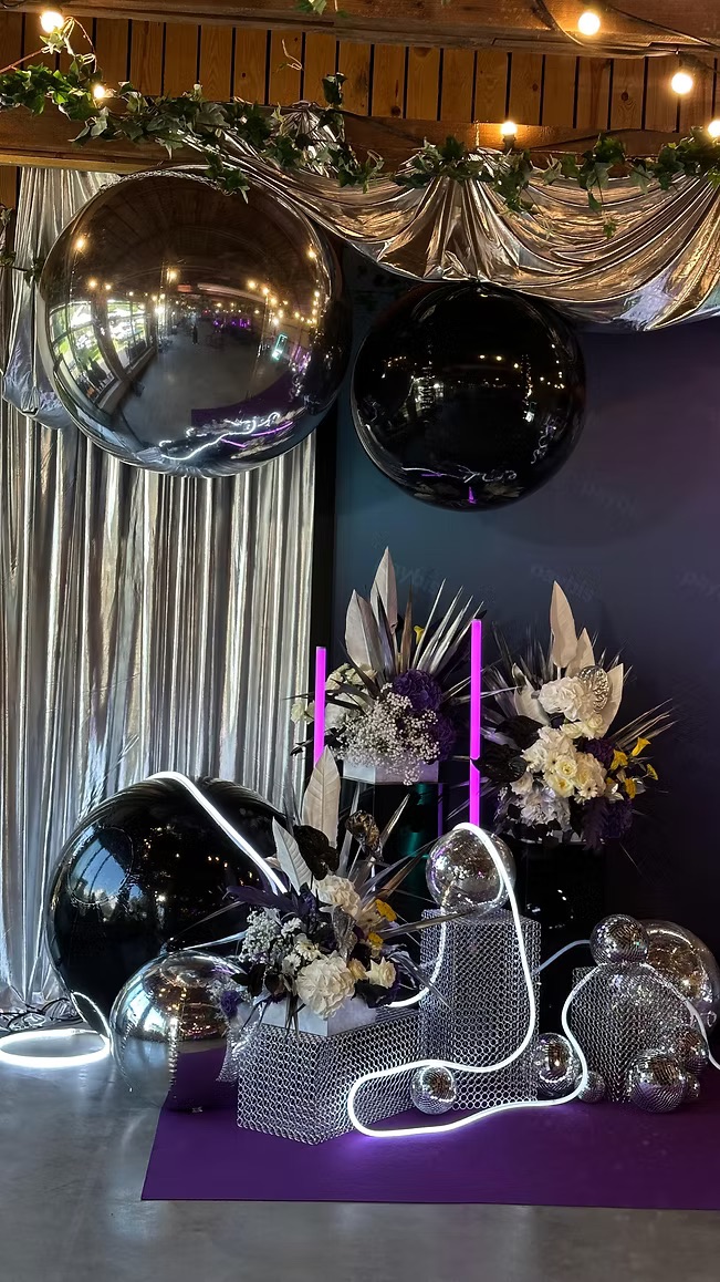 Silver inflatable balloons