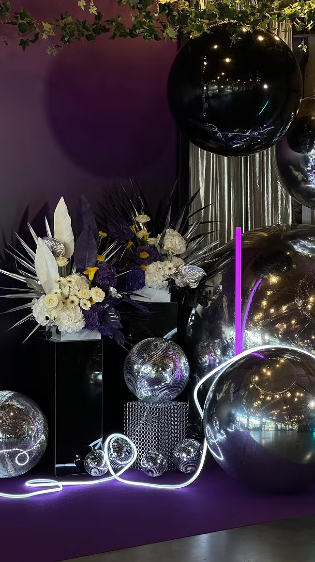 Silver inflatable balloons