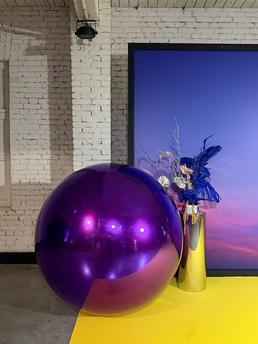 Purple inflatable balloons