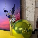 Green inflatable balloons