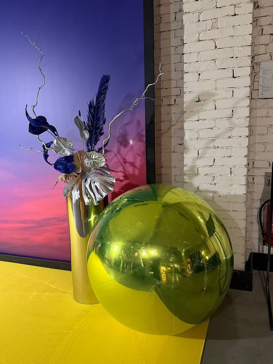 Green inflatable balloons