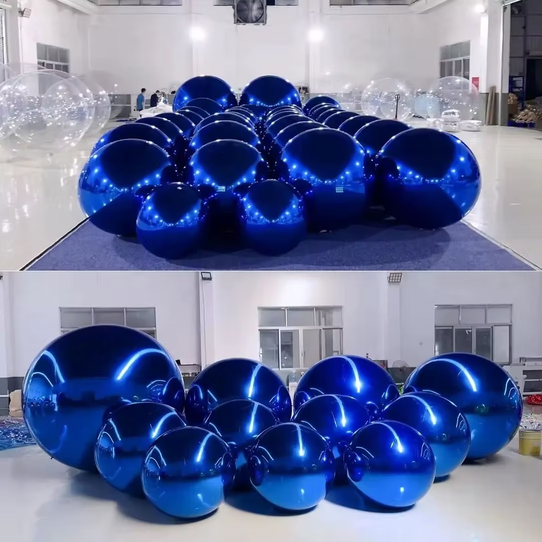 Blue inflatable balloons