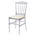 Transparent chair with different pillow colors