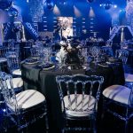 Transparent chair with different pillow colors