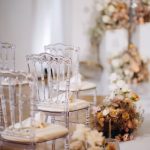 Transparent chair with different pillow colors