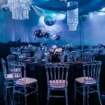 Transparent chair with different pillow colors