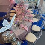 Transparent chair with different pillow colors