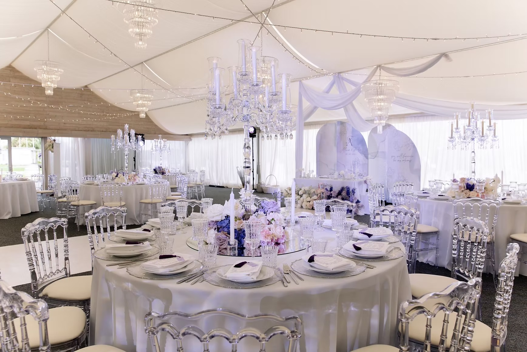 Transparent chair with different pillow colors