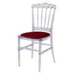 Transparent chair with different pillow colors