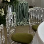 Transparent chair with different pillow colors