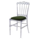 Transparent chair with different pillow colors