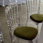 Transparent chair with different pillow colors