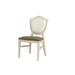 Wooden chair with green cushion