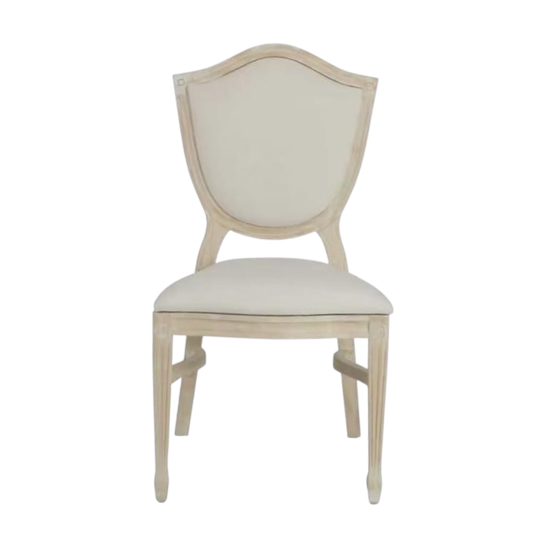 Wooden chair with white cream cushion