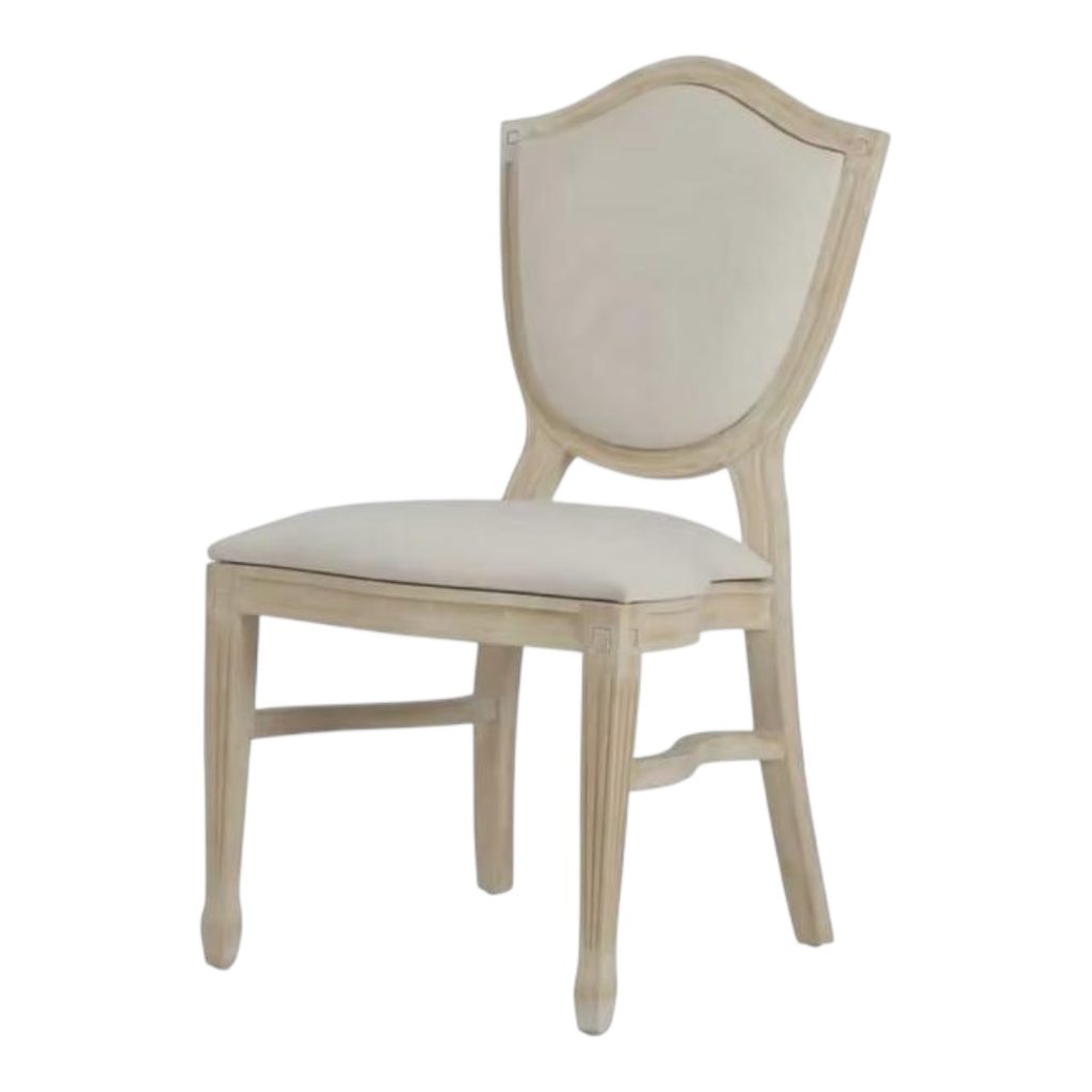 Wooden chair with white cream cushion