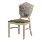Wooden chair with green cushion
