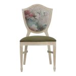 Wooden chair with green cushion