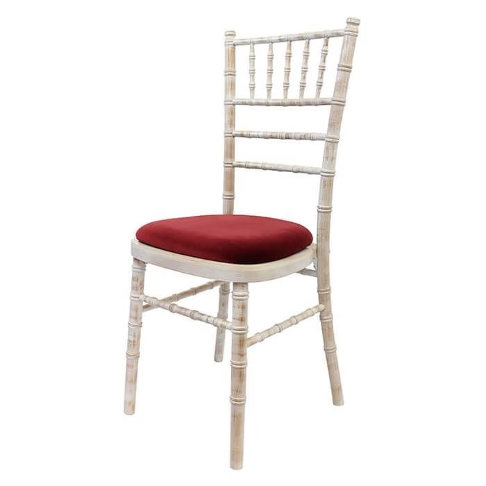 Wooden chair with different pillow colors