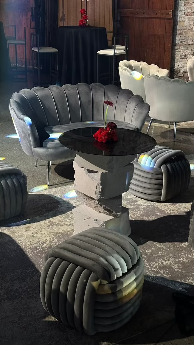 Lounge area double sofa gray