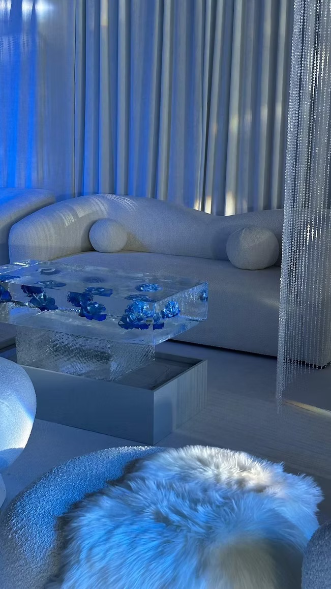 Lounge area three-seater sofa white