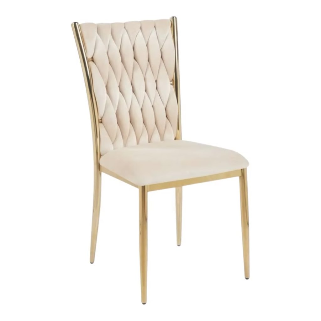 Golden chair with a beige pillow