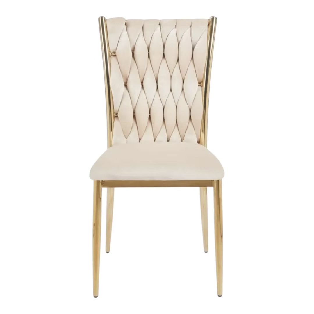 Golden chair with a beige pillow