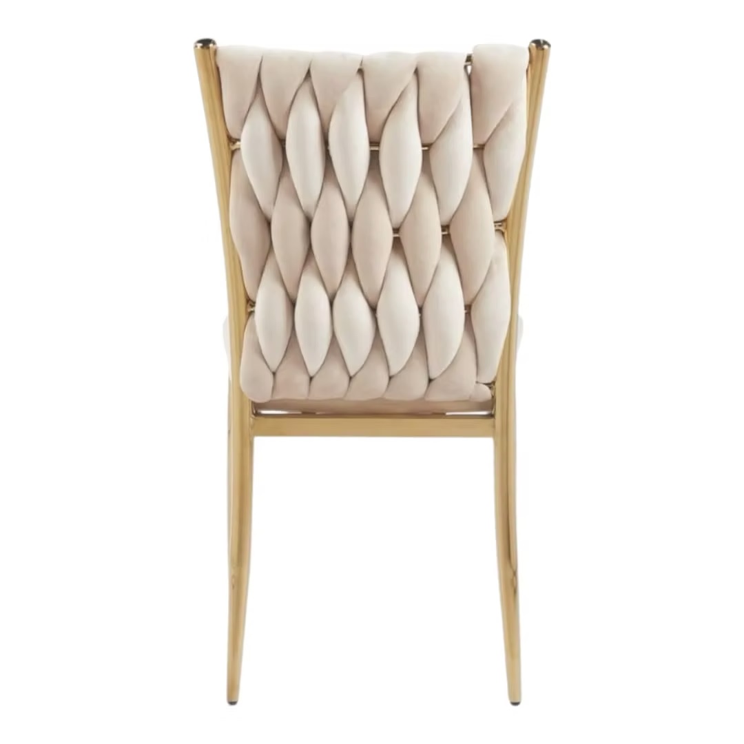 Golden chair with a beige pillow