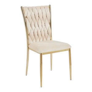 Golden chair with a beige pillow