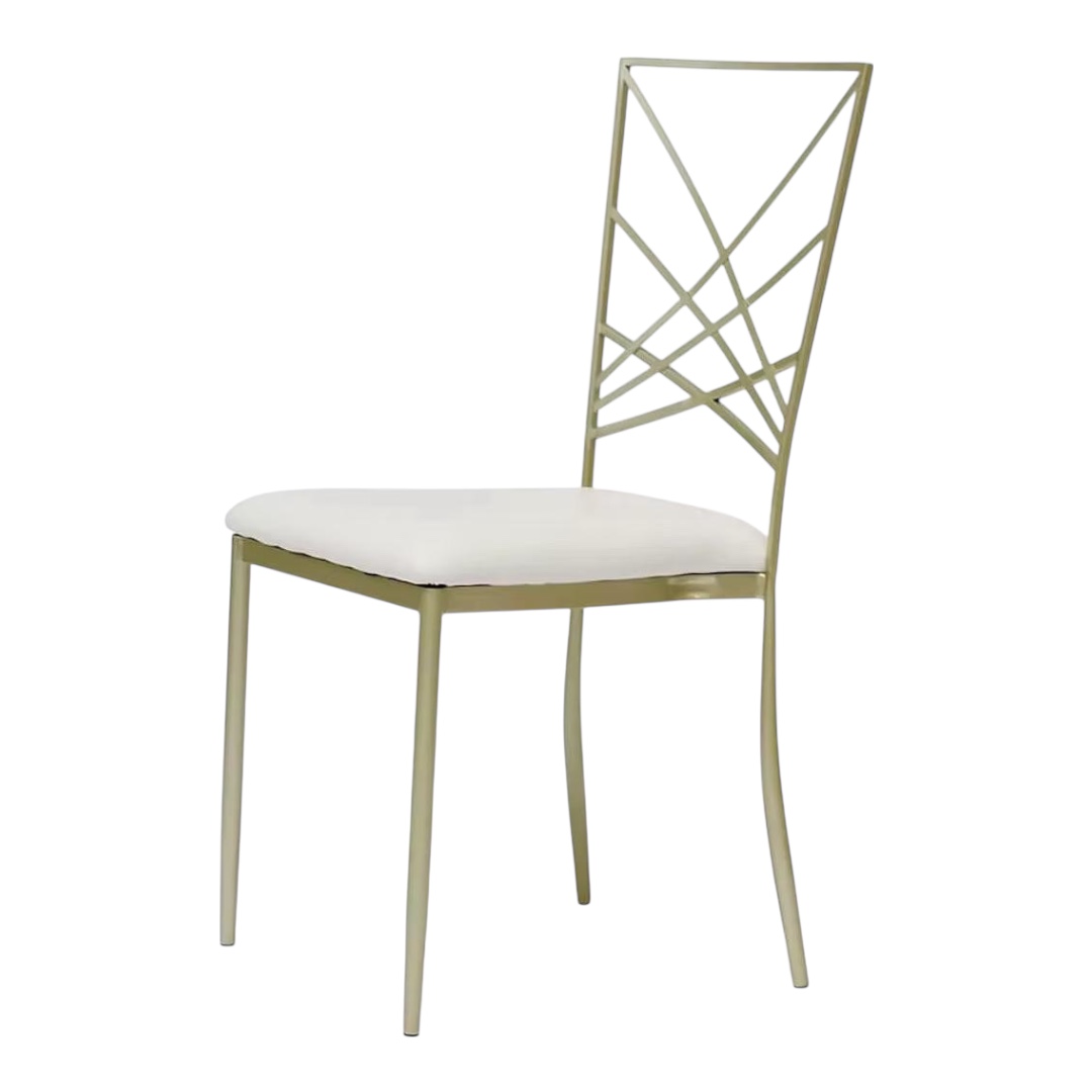 Gold chair with white cushion