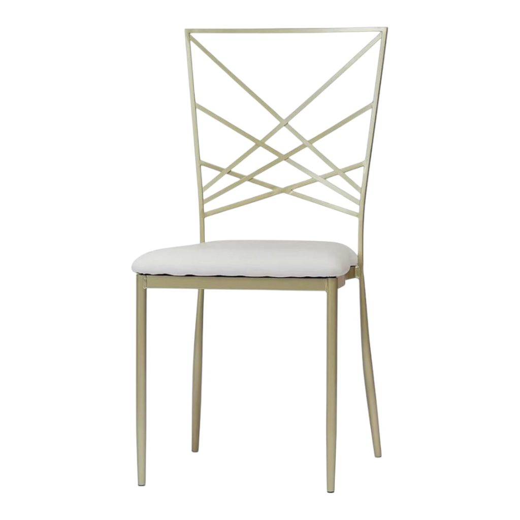 Gold chair with white cushion