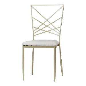 Gold chair with white cushion