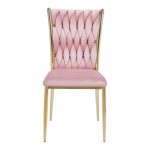 Golden chair with a pink pillow