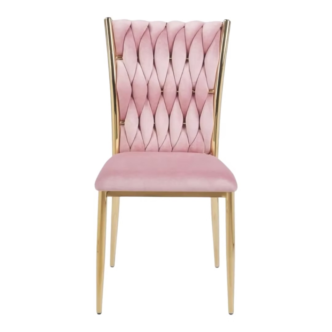 Golden chair with a pink pillow