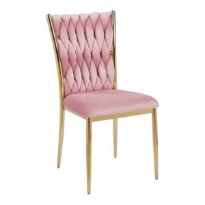 Golden chair with a pink pillow