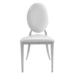 Silver chair with white cushion