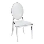 Silver chair with white cushion