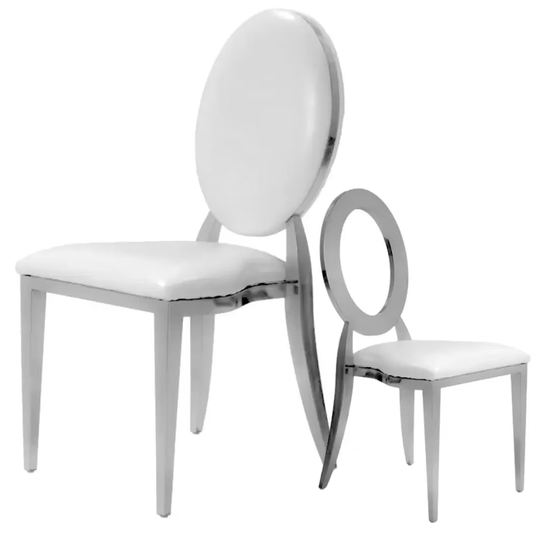 Silver chair with white cushion