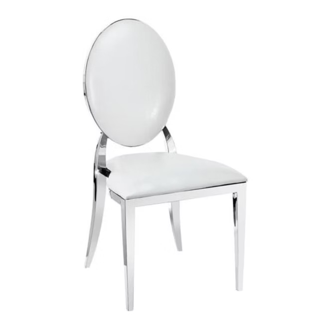 Silver chair with white cushion