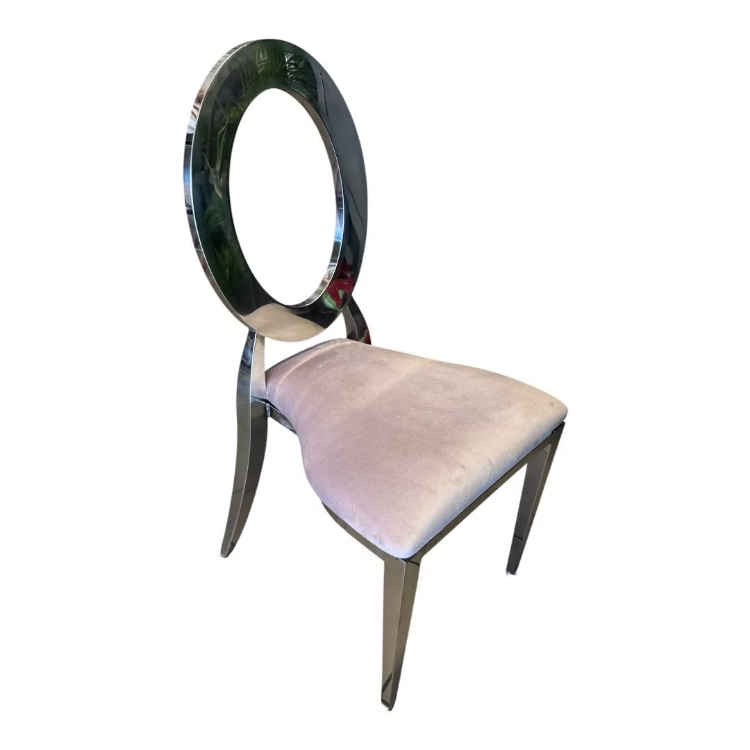 Silver chair with lilac cushion